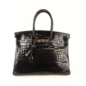 Hermes Birkin 35 Black Crocodile Leather Palladium Hardware